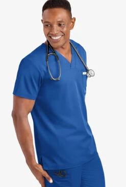 UA Advantage STRETCH Men's 4-Pocket V-Neck Scrub Top -Clinic Love Style AB799 092523 ROYAL 5 S