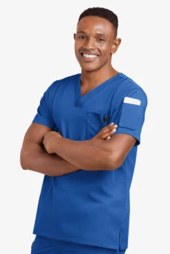 UA Advantage STRETCH Men's 4-Pocket V-Neck Scrub Top -Clinic Love Style AB799 092523 ROYAL 6