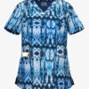 Barco One Natural Indigo Women's 3-Pocket V-Neck Print Scrub Top