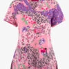 Betsey Johnson Floral Harmony Women's 2-Pocket STRETCH V-Neck Print Scrub Top