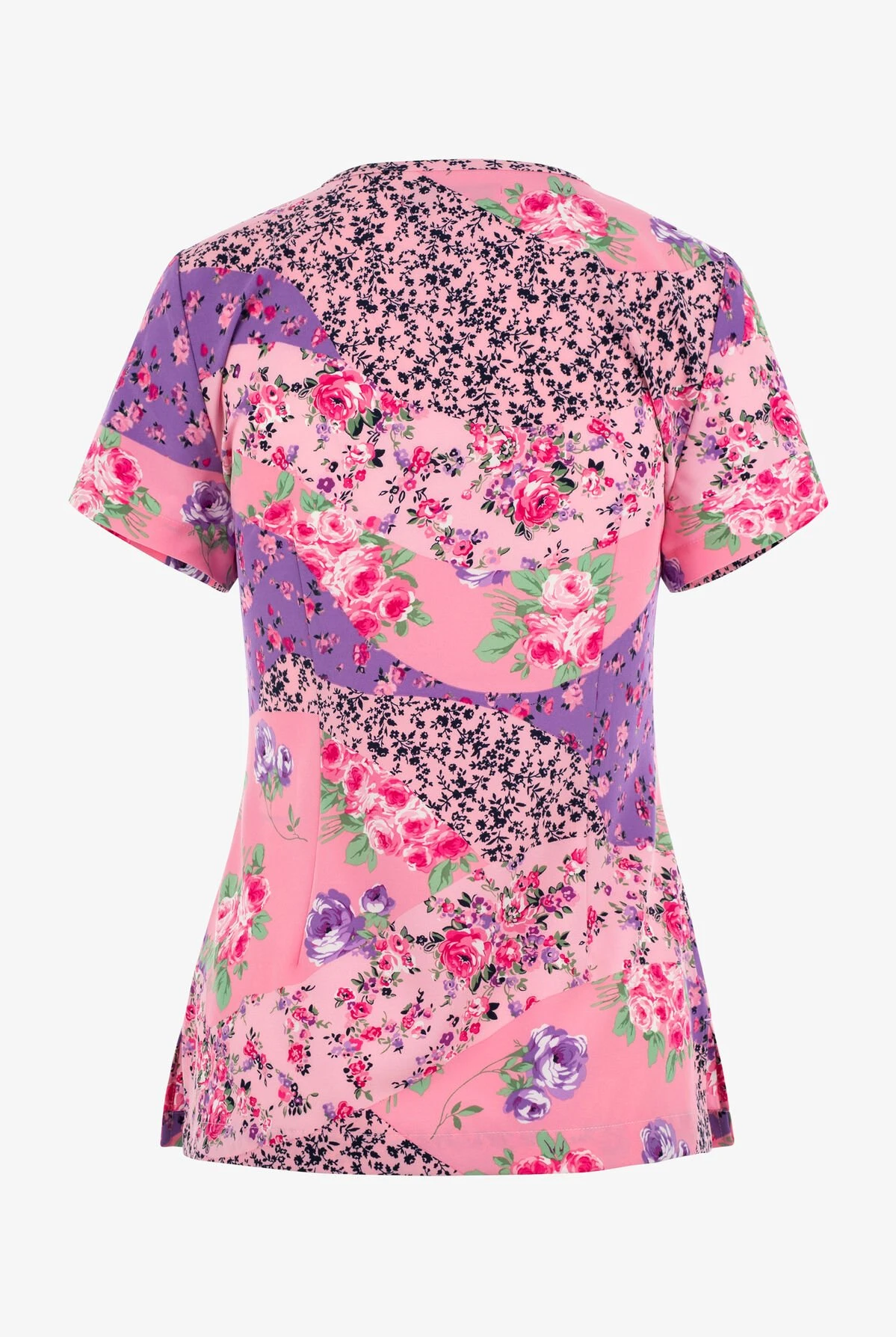 Betsey Johnson Floral Harmony Women's 2-Pocket STRETCH V-Neck Print Scrub Top 2 Betsey Johnson Floral Harmony Women's 2-Pocket STRETCH V-Neck Print Scrub Top - Image 2