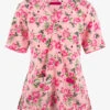Betsey Johnson Sweet And Bumble Floral Women's 2-Pocket STRETCH V-Neck Print Scrub Top