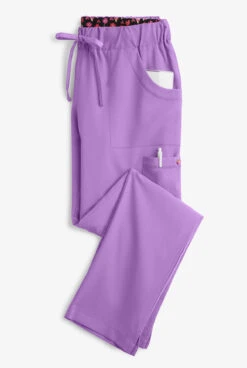 Betsey Johnson Buttercup Women's 6-Pocket STRETCH Drawstring Scrub Pants - Petite -Clinic Love Style BJ700 WISTE 4