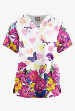 Butter-Soft Originals Butterfly Valley Women's 2-Pocket Classic Fit V-Neck Printed Scrub Top