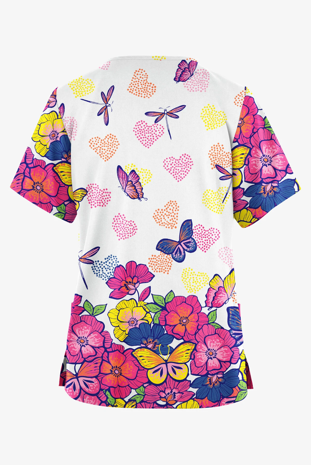 Butter-Soft Originals Butterfly Valley Women's 2-Pocket Classic Fit V-Neck Printed Scrub Top 2 Butter-Soft Originals Butterfly Valley Women's 2-Pocket Classic Fit V-Neck Printed Scrub Top - Image 2