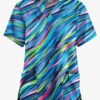 Butter-Soft Originals Color Waves Navy Women's 2-Pocket Classic Fit V-Neck Printed Scrub Top