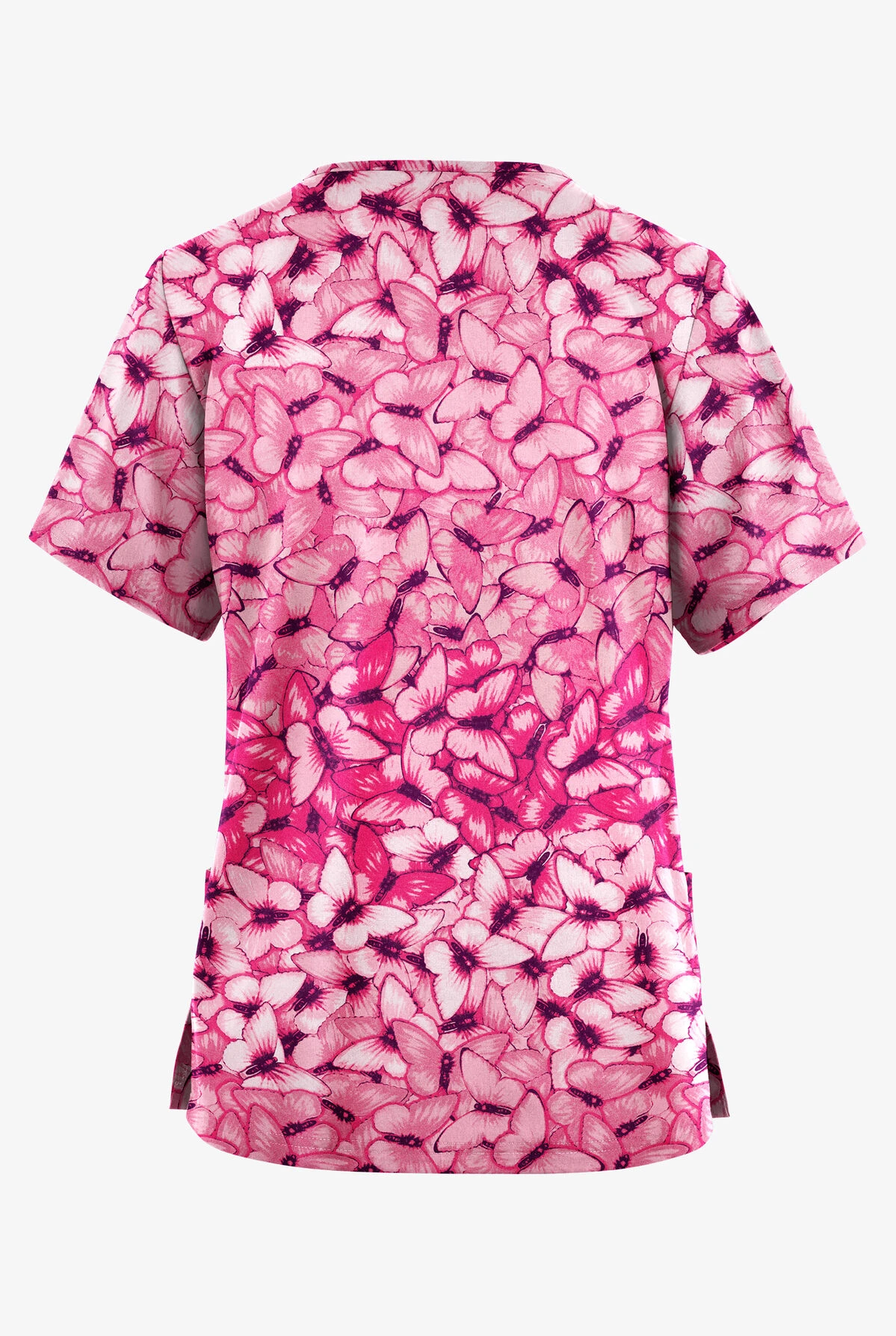 Butter-Soft Originals Garden Butterflies Blush Women's 2-Pocket Classic Fit V-Neck Printed Scrub Top 2 Butter-Soft Originals Garden Butterflies Blush Women's 2-Pocket Classic Fit V-Neck Printed Scrub Top - Image 2