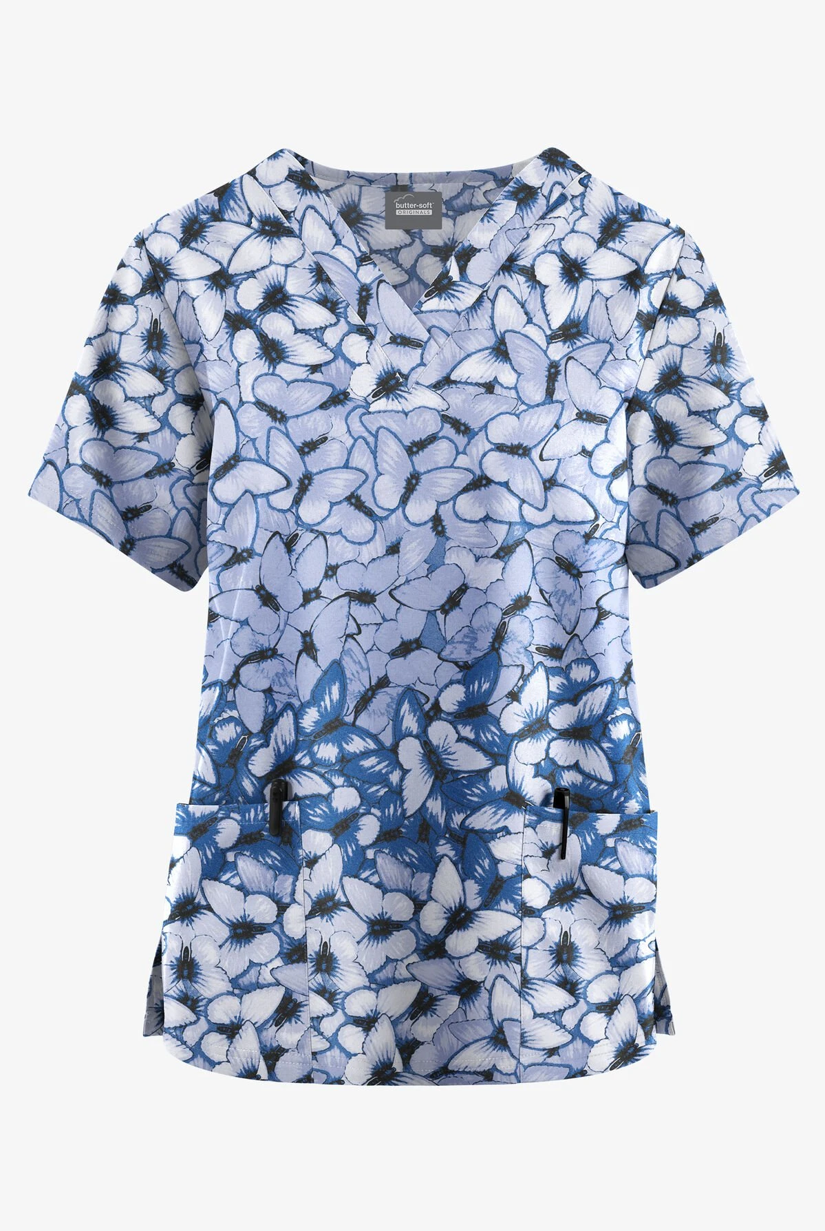 Butter-Soft Originals Garden Butterflies Ceil Women's 2-Pocket Classic Fit V-Neck Printed Scrub Top 1 Butter-Soft Originals Garden Butterflies Ceil Women's 2-Pocket Classic Fit V-Neck Printed Scrub Top