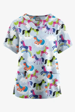 Butter-Soft Originals On The Clouds Dew Women's 2-Pocket Classic Fit V-Neck Printed Scrub Top