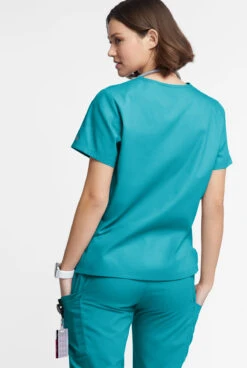 Butter-Soft Originals Women's 2-Pocket V-Neck Scrub Top -Clinic Love Style BSN1162 092523 TEAL 3