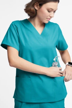 Butter-Soft Originals Women's 2-Pocket V-Neck Scrub Top -Clinic Love Style BSN1162 092523 TEAL 4 S HV
