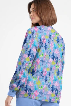 Butter-Soft Originals Desert Cactus Ceil Women's 3-Pocket Warm-Up Printed Scrub Jacket -Clinic Love Style BSN1182DCCL 092623 3