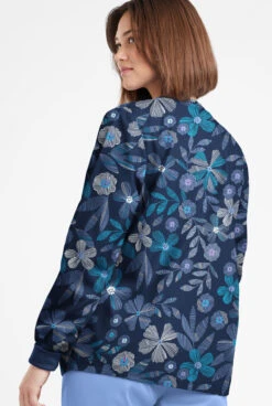 Butter-Soft Originals Linear Floral Ceil Women's 3-Pocket Warm-Up Printed Scrub Jacket 5 Butter-Soft Originals Linear Floral Ceil Women's 3-Pocket Warm-Up Printed Scrub Jacket -Clinic Love Style BSN1182LFCL 092623 3