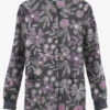 Butter-Soft Originals Linear Floral Pewter Women's 3-Pocket Warm-Up Printed Scrub Jacket