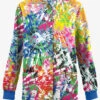 Butter-Soft Originals Rainbow Tie-Dye Women's 3-Pocket Warm-Up Printed Scrub Jacket