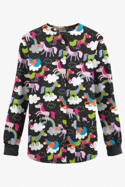 Butter-Soft Originals On The Clouds Women's 3-Pocket Warm-Up Printed Scrub Jacket