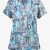 Butter-Soft Originals Floral Batik Morning Dew Women's 6-Pocket Scallop Neck Printed Scrub Top 