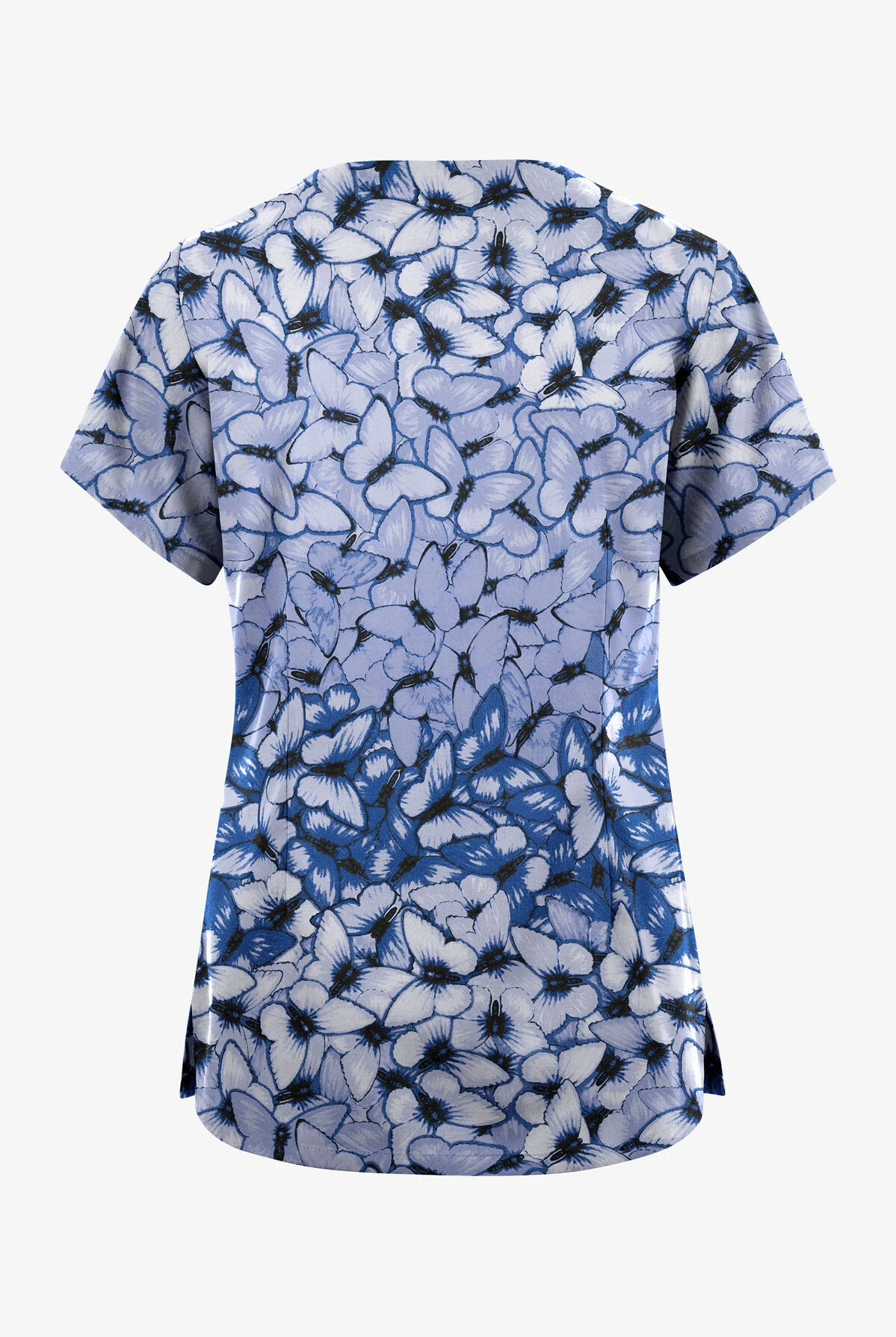 Butter-Soft Originals Garden Butterflies Ceil Women's 6-Pocket Scallop Neck Printed Scrub Top 2 Butter-Soft Originals Garden Butterflies Ceil Women's 6-Pocket Scallop Neck Printed Scrub Top - Image 2