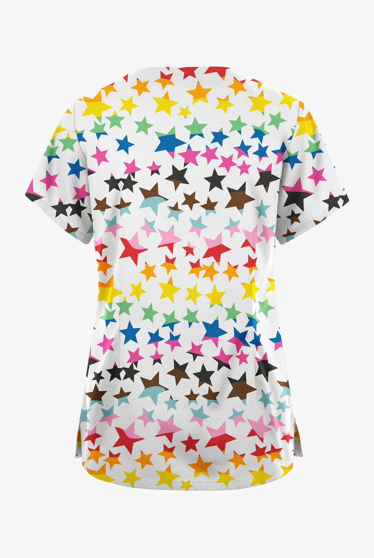 Butter-Soft Originals Happy Stars Women's 6-Pocket Scallop Neck Printed Scrub Top 2 Butter-Soft Originals Happy Stars Women's 6-Pocket Scallop Neck Printed Scrub Top - Image 2