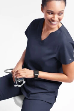 Butter-Soft Originals Women's 6-Pocket Scallop Neck Scrub Top -Clinic Love Style BSN1194 100623 NAVY 4