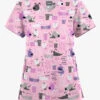 Butter-Soft Originals Bark Park Blush Women's 2-Pocket Scallop Neck Printed Scrub Top