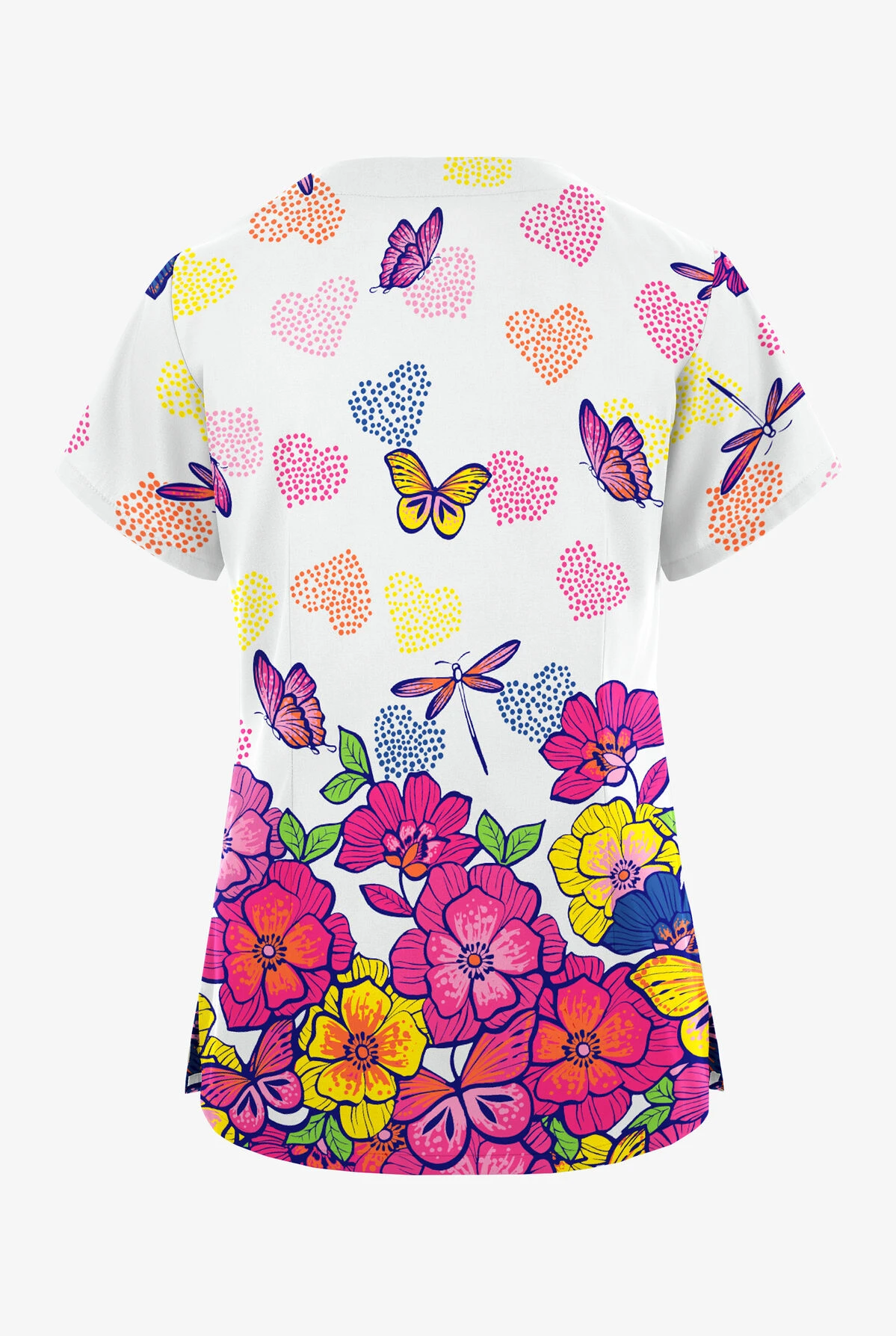 Butter-Soft Originals Butterfly Valley Women's 2-Pocket Scallop Neck Printed Scrub Top 2 Butter-Soft Originals Butterfly Valley Women's 2-Pocket Scallop Neck Printed Scrub Top - Image 2