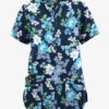 Butter-Soft Originals Florentine Floral Navy Women's 6-Pocket Mandarin Collar Printed Scrub Top 