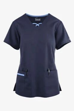 Butter-Soft Originals Women's 3-Pocket Crisscross Contrast V-Neck Scrub Top