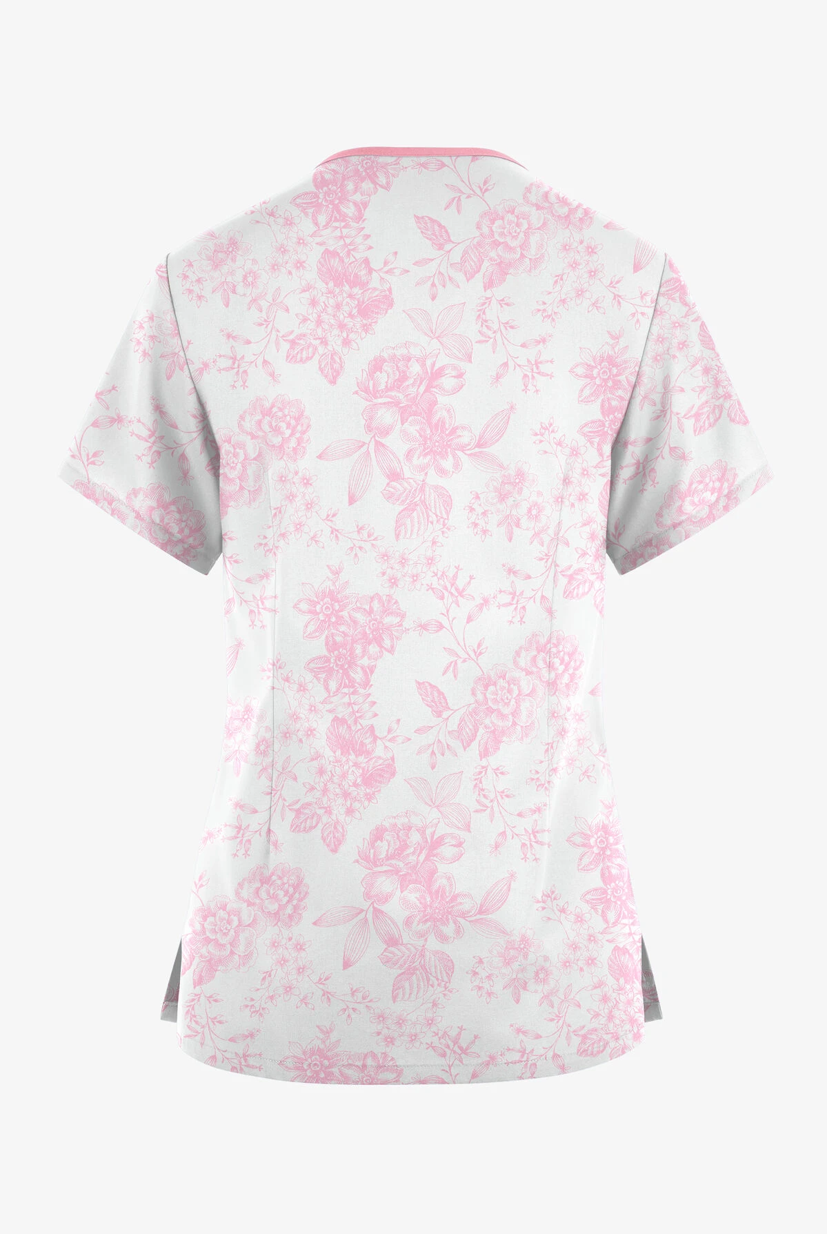 Butter-Soft Originals Etched Roses Blush Women's 3-Pocket Criss Cross Printed Scrub Top 2 Butter-Soft Originals Etched Roses Blush Women's 3-Pocket Criss Cross Printed Scrub Top - Image 2
