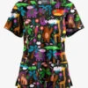 Butter-Soft Originals Jungle Party Women's 3-Pocket Criss Cross Printed Scrub Top