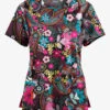 Butter-Soft Originals Royal Paisley Fuchsia Women's 3-Pocket Criss Cross Printed Scrub Top