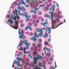 Butter-Soft Originals Spring Day Blush Women's 3-Pocket Criss Cross Printed Scrub Top