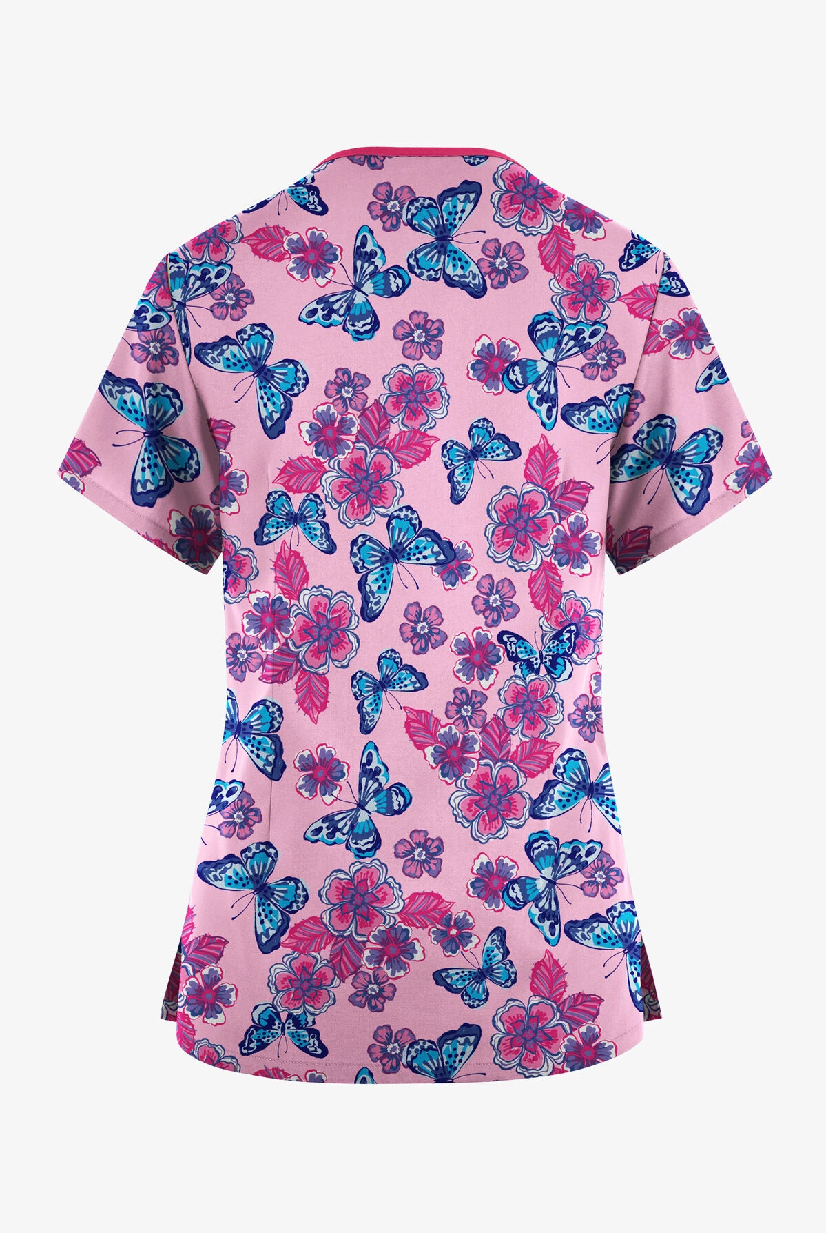 Butter-Soft Originals Spring Day Blush Women's 3-Pocket Criss Cross Printed Scrub Top 2 Butter-Soft Originals Spring Day Blush Women's 3-Pocket Criss Cross Printed Scrub Top - Image 2