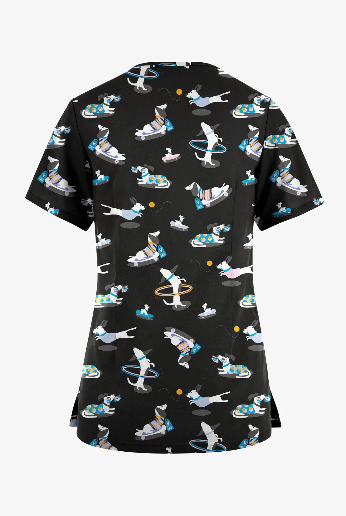 Butter-Soft Originals Playful Dachshunds Women's 7-Pocket Curved V-Neck Printed Scrub Top 2 Butter-Soft Originals Playful Dachshunds Women's 7-Pocket Curved V-Neck Printed Scrub Top - Image 2