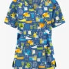 Butter-Soft Originals Bark Park Royal Women's 3-Pocket Mock Wrap With Ties Printed Scrub Top