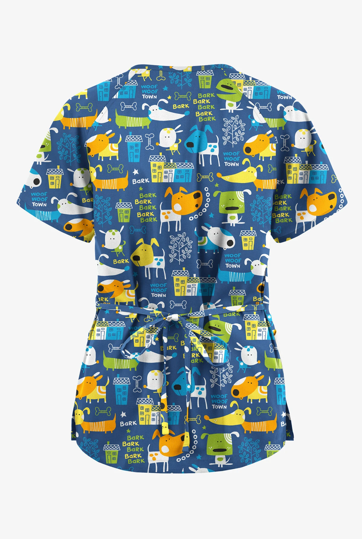 Butter-Soft Originals Bark Park Royal Women's 3-Pocket Mock Wrap With Ties Printed Scrub Top 2 Butter-Soft Originals Bark Park Royal Women's 3-Pocket Mock Wrap With Ties Printed Scrub Top - Image 2