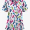 Butter-Soft Originals Flip Flop Fun Royal Women's 3-Pocket Mock Wrap With Ties Printed Scrub Top