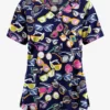 Butter-Soft Originals Fancy Shades Navy Women's 3-Pocket Mock Wrap With Ties Printed Scrub Top
