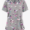 Butter-Soft Originals Playful Dachshunds Women's 3-Pocket Mock Wrap With Ties Printed Scrub Top