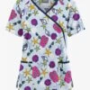 Butter-Soft Originals Walk On The Beach Dew Women's 3-Pocket Mock Wrap With Ties Printed Scrub Top