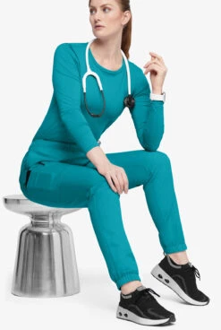 Butter-Soft Originals Women's 7-Pocket Tapered Jogger Cargo Scrub Pants -Clinic Love Style BSN1875 092723 TEAL 4