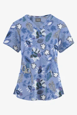 Butter-Soft Originals Imperial Jacobean Ceil Women's 4-Pocket Rounded V-Neck Printed Scrub Top 