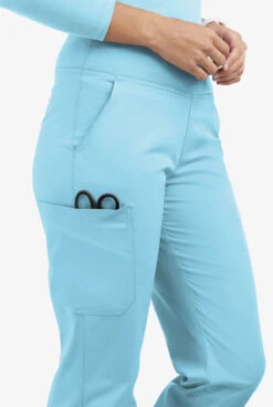 UA Butter-Soft STRETCH Women's 4-Pocket Knit Waistband Yoga Scrub Pants - Petite -Clinic Love Style BSS336 POBLU 4 S