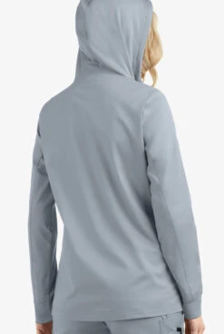UA Butter-Soft STRETCH Women's 3-Pocket Zip-Front With Cozy Knit Hood And Trim Scrub Jacket -Clinic Love Style BSS512 SILVE 4