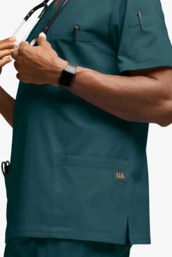 UA Butter-Soft STRETCH Men's 6-Pocket V-Neck Scrub Top -Clinic Love Style BSS545 CARIB 3