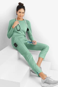 UA Butter-Soft STRETCH Women's 6-Pocket Pin-Tuck Crop Slim With Sport Trim Detail Scrub Pants - Petite -Clinic Love Style BSS573 WASIM 8