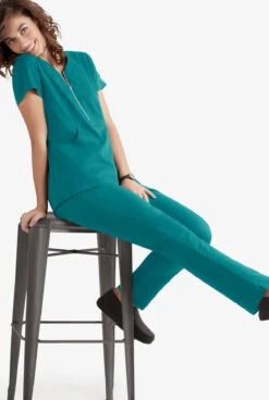 UA Butter-Soft STRETCH Women's 3-Pocket Elastic Waist Drawstring Scrub Pants - Tall -Clinic Love Style BSS907 TEAL 3