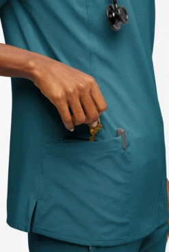 Easy STRETCH By Butter-Soft™ Women's Amber 4-Pocket Notch Neck Scrub Top -Clinic Love Style BU4234 CARIB 4