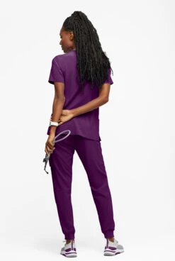 Easy STRETCH By Butter-Soft™ Tessa Women's 5-Pocket V-Neck Scrub Top -Clinic Love Style BU4566 103023 EGGPL 3