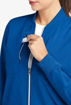 Easy STRETCH By Butter-Soft™ Kim Women's 5-Pocket Zip-Thru With Knit Rib Trim Scrub Jacket -Clinic Love Style BU487 ROYAL 3